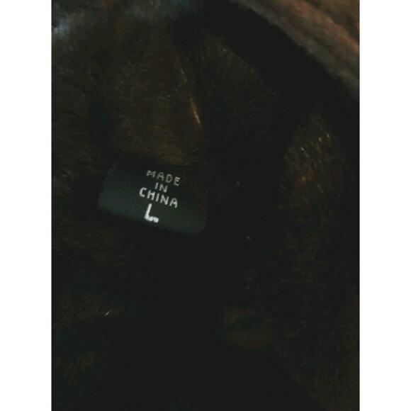 Vintage Synergy Oversized Leather Faux Shearling Coat Large Chocolate Brown - Picture 13 of 13